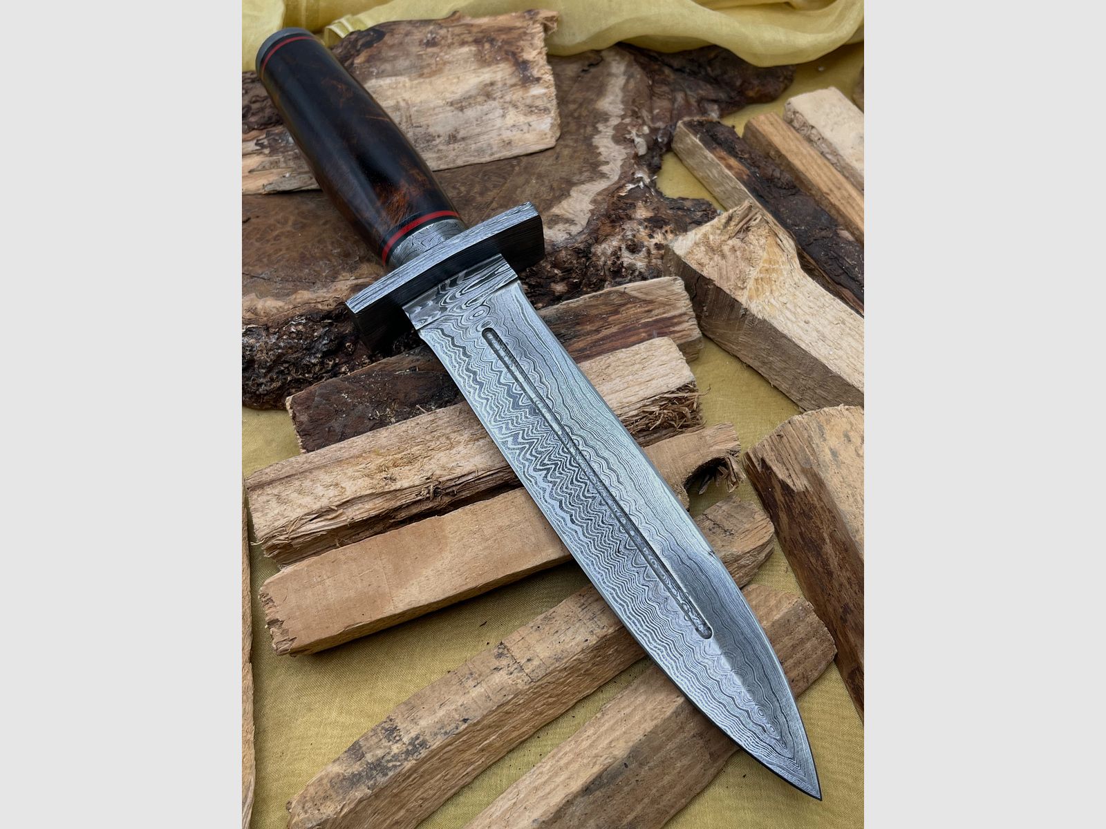 Jagdmesser Damaststahl Handgeschmiedet 