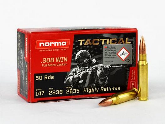 NORMA .308 Winchester TACTICAL, FMJ 147 grs