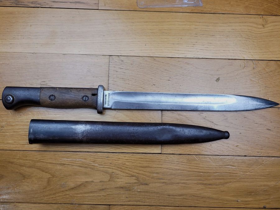 Seltene Bajonett 84/98 2. Typ – doppelte Fertigung „Mundlos“ & „Herder“ - W18 – Futteral – 1. WK – TBE, Bild 8 von 14