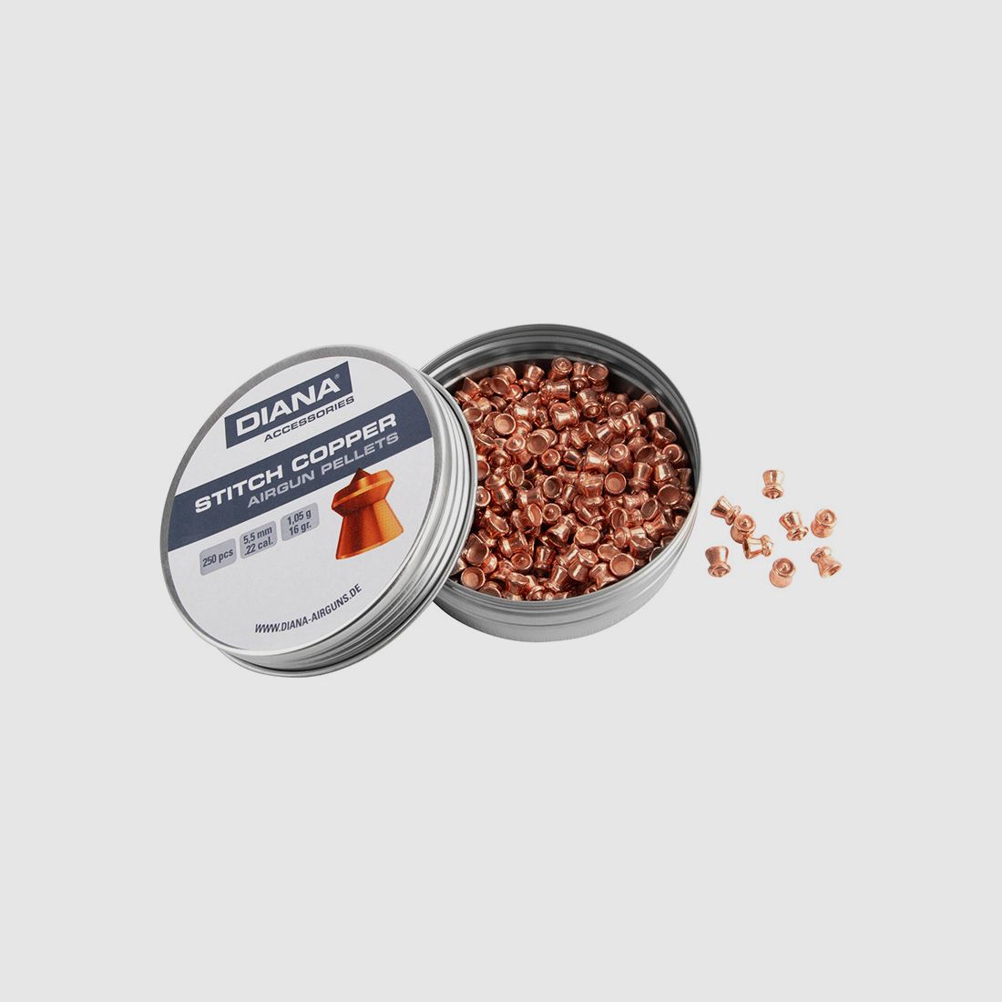 Spitzkopf Diabolos Diana Stitch Copper Kaliber 5,5 mm 1,05 g glatt verkupfert 250 StĂĽck