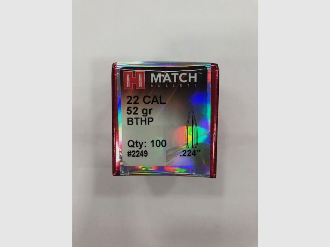 HORNADY Bullets .22 52gr BTHP, image 1 of 2