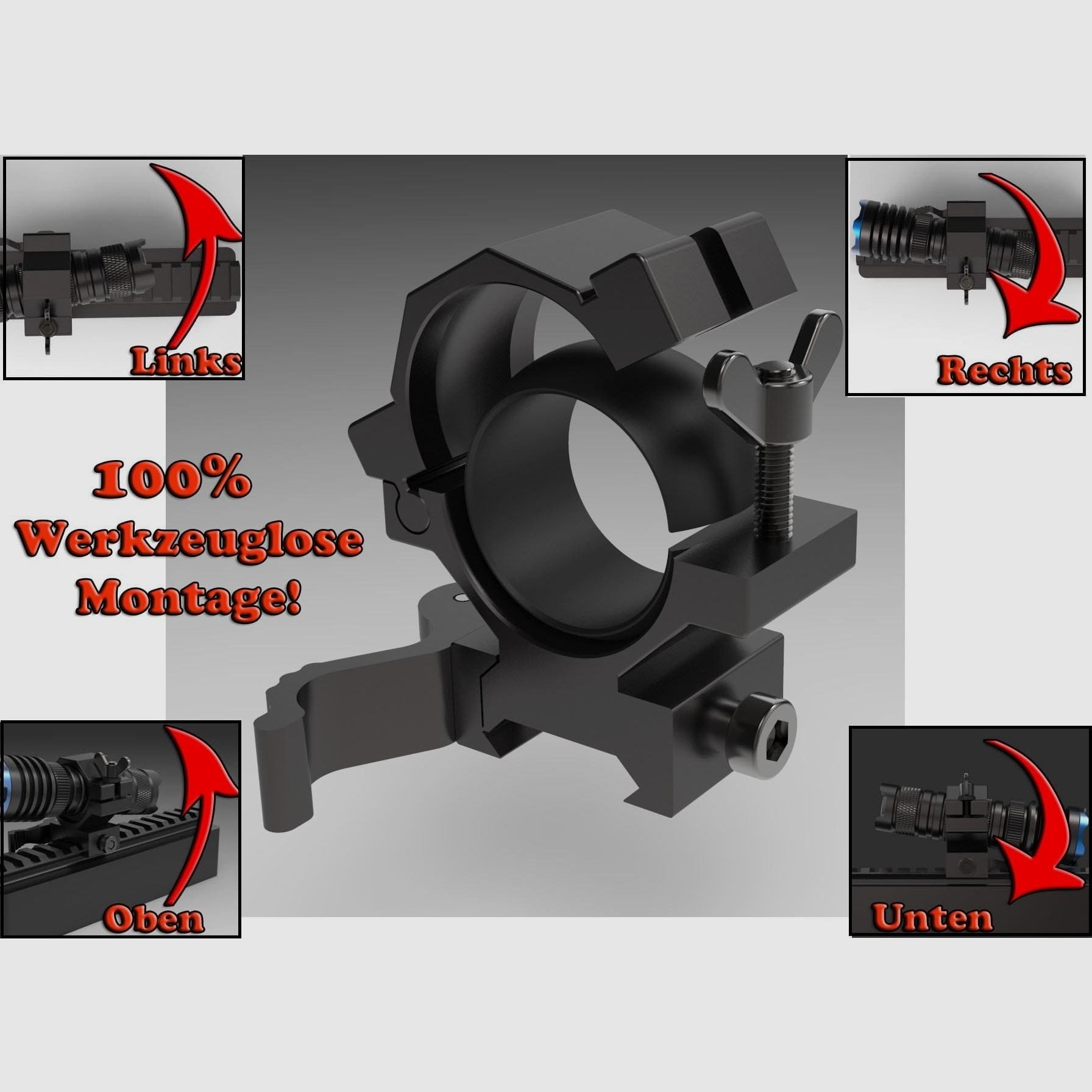 Montagering für Taschenlampen 24-26mm / Picatinny