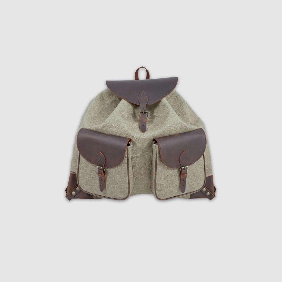 Leinen- und Leder-Rucksack, zwei Taschen, Bild 1 von 2