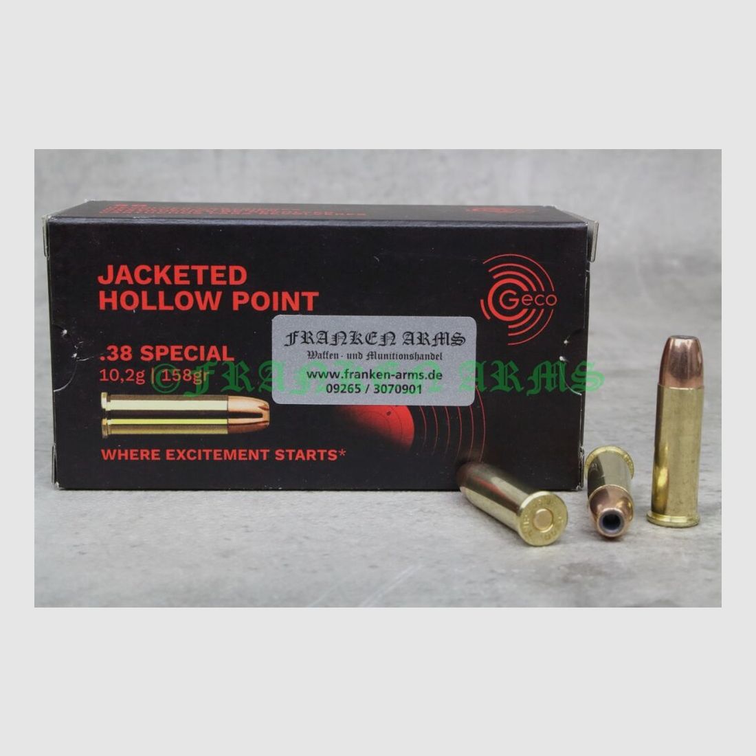 Geco .38 Special JHP 158gr. 10,2g 50 pièces Prix dégressifs