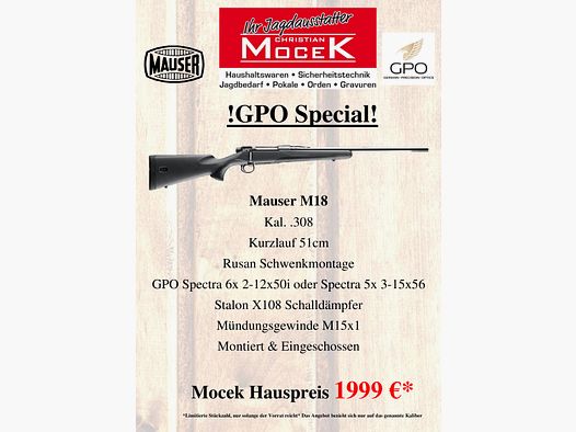 Mauser M18, GPO Spectra 6x 2-12x50 lub Spectra 5x 3-15x56