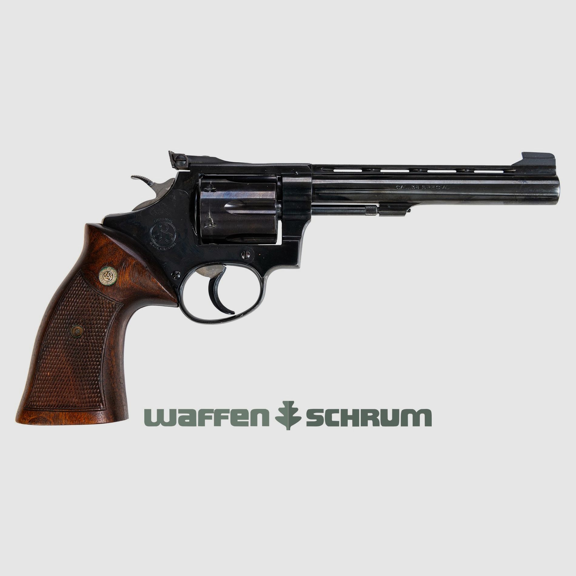 Sauer & Sohn Target , 6-Schuss Trommel, Holzgriffschalen, 6 Zoll-Lauf .38Special