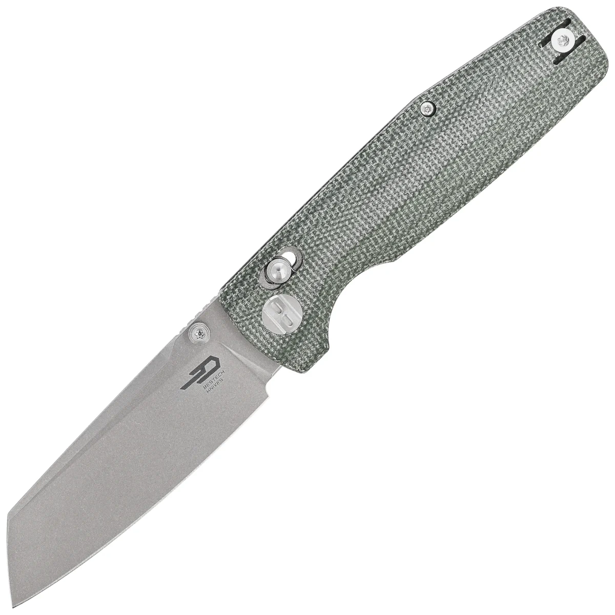 Nóż składany Bestech Slasher Green Micarta, Stonewashed D2 (BG56B-1)