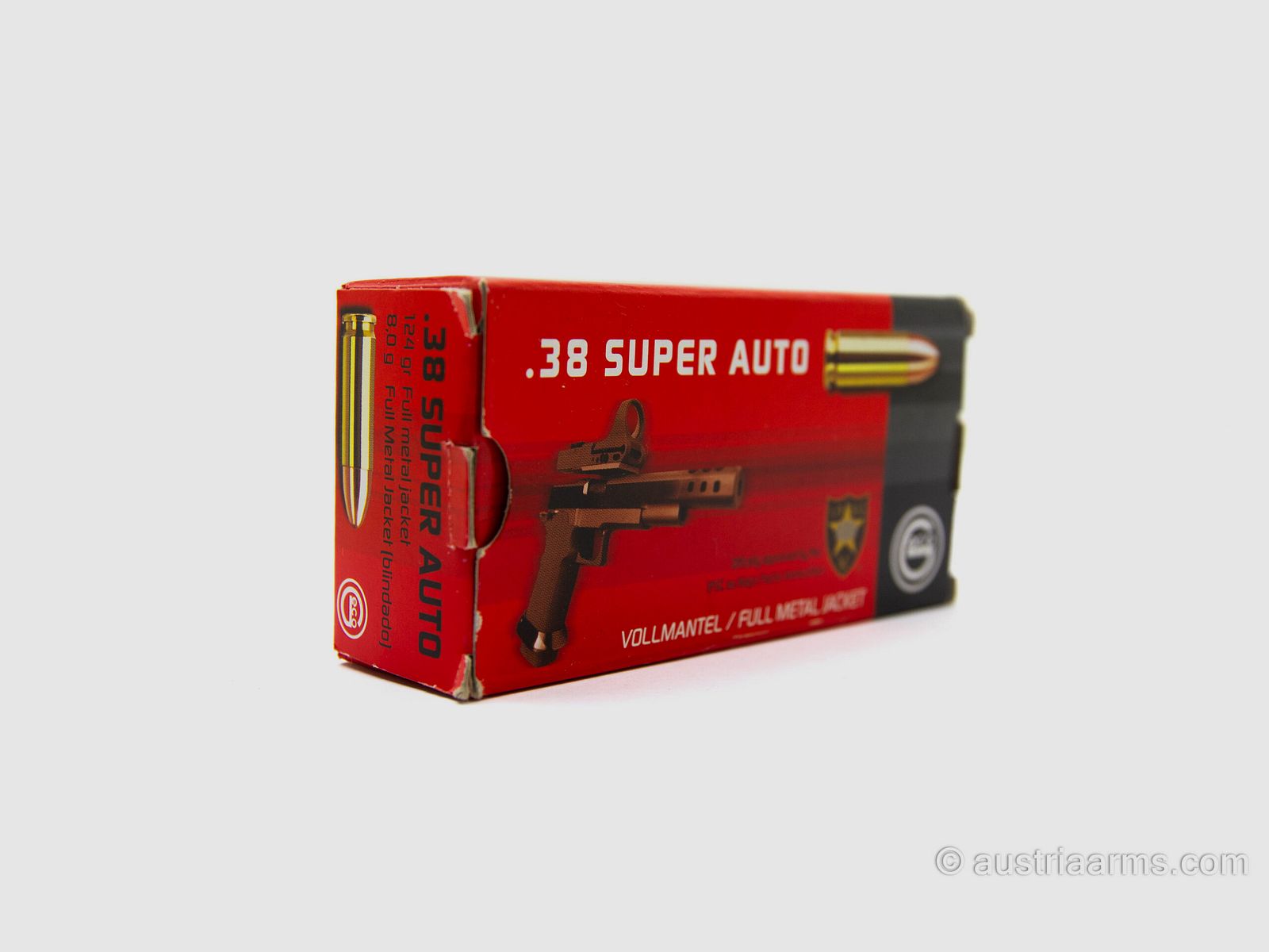 Geco .38 SUPER AUTO FMJ 124grs – Full Metal Jacket, image 1 of 2