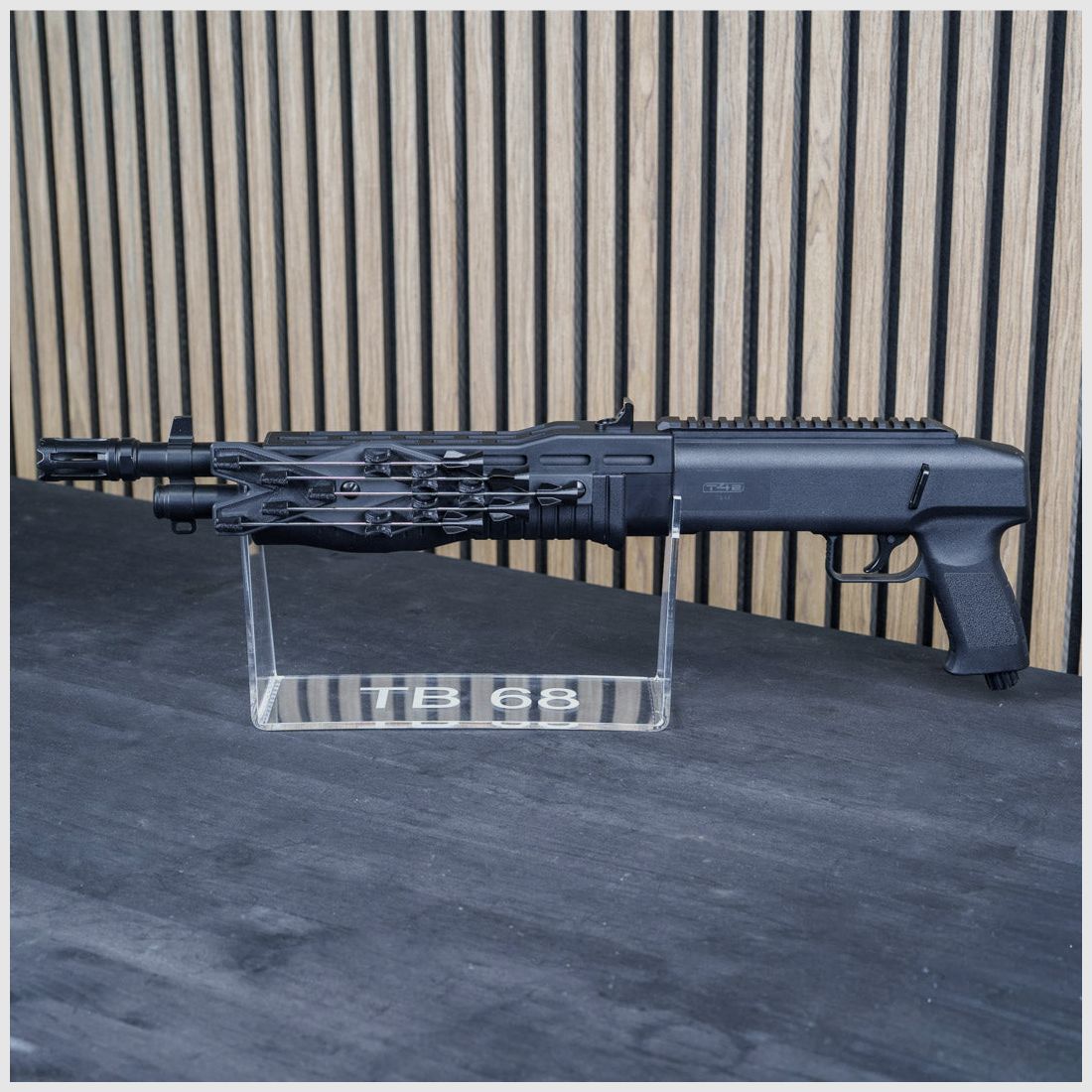 PLEXIGLAS® tafelstandaard voor HDB68 | TB68 | stijlvol ontwerp met lasergegraveerd Homedefence-logo, afbeelding 1 van 2