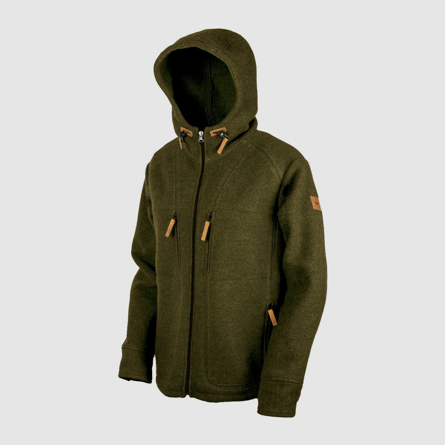 Lodenfleece-Hoodie "Kapuzenhuber", Moosgrün