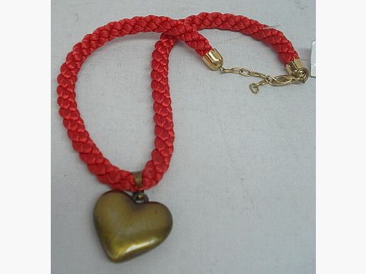 Werthe Kordel mit goldenem Herz rotes Band