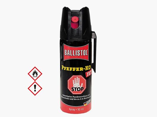 Pfefferspray K.O. JET Direktstrahl – 50ml - 11 % OC / 2,5 Mio. Scoville