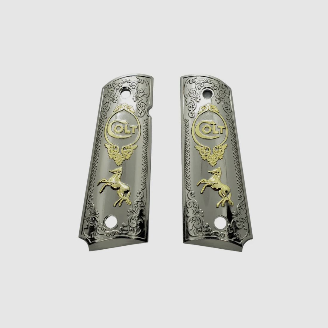 Griffschale 1911 Custom Logo Colt Nichelato e Oro, immagine 1 di 2