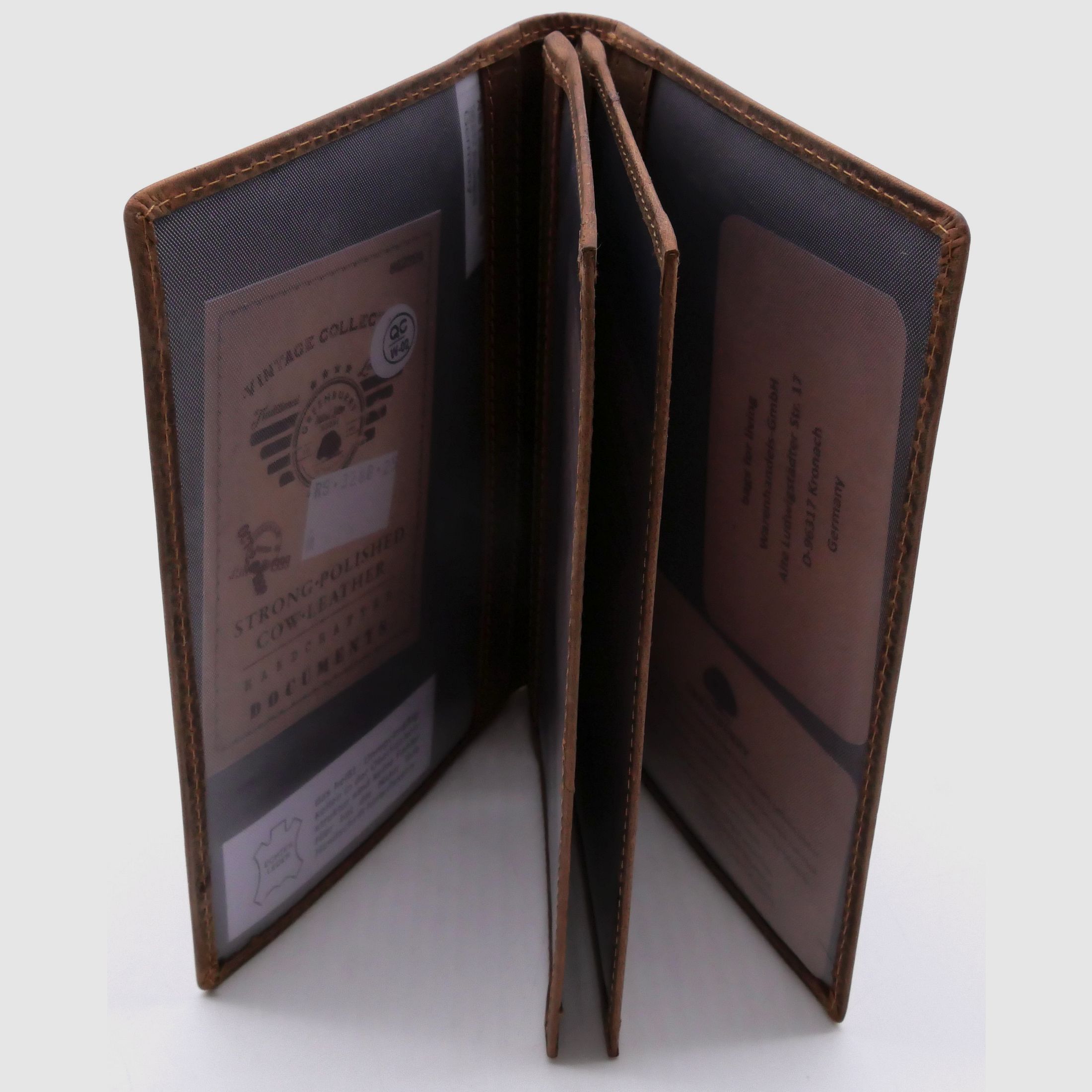 Greenburry 328B-RS-25 Carpeta de identificación vintage Royal Stag 6 ventanas de visualización marrón ciervo