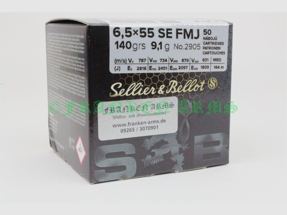 Sellier&Bellot FMJ 6.5x55 SE 140gr. 9.1g 50 pieces quantity discounts