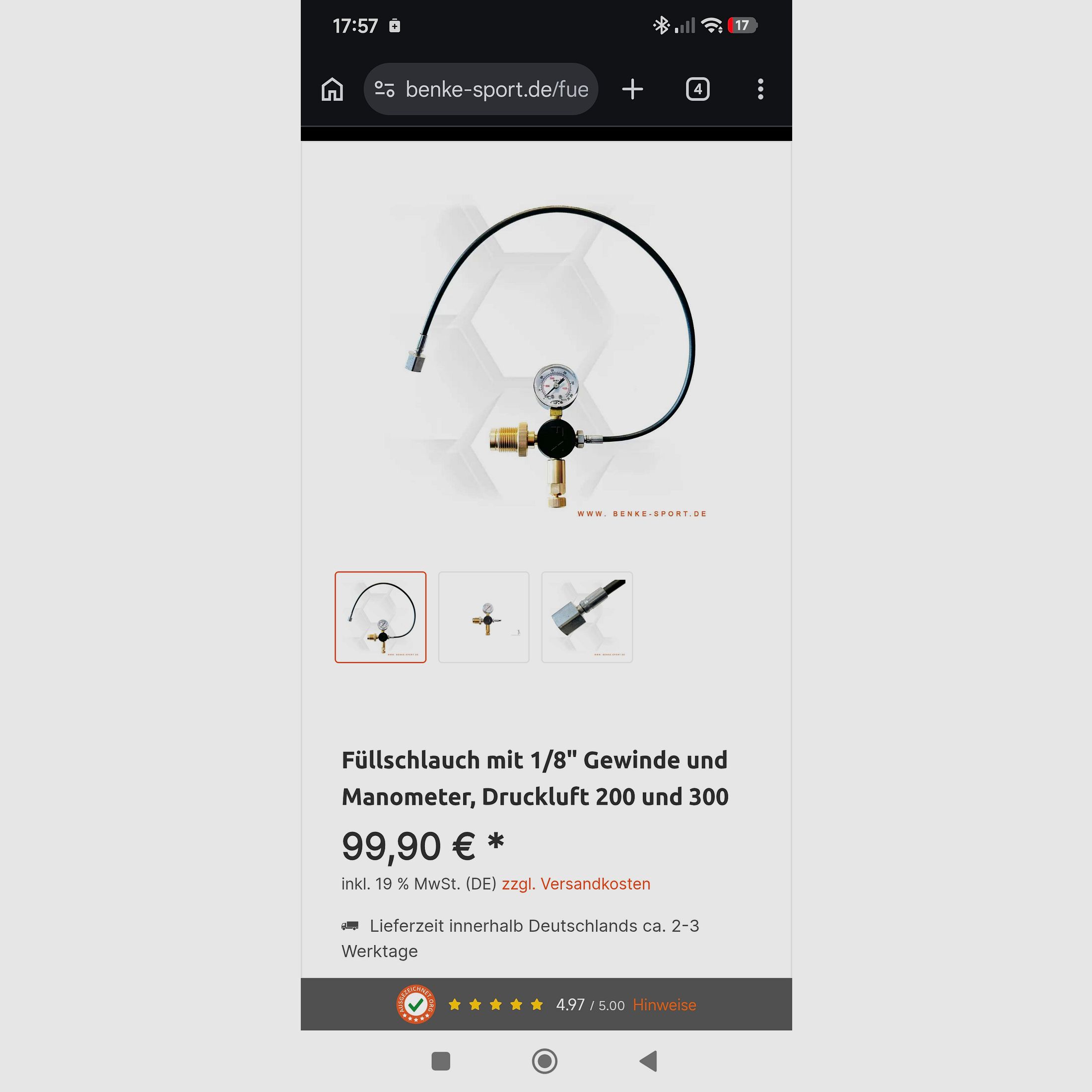 Tubo di riempimento Fx con manometro