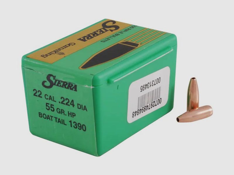 Balle Sierra .22/.224 HV 55GR HPBT 100 Pièces