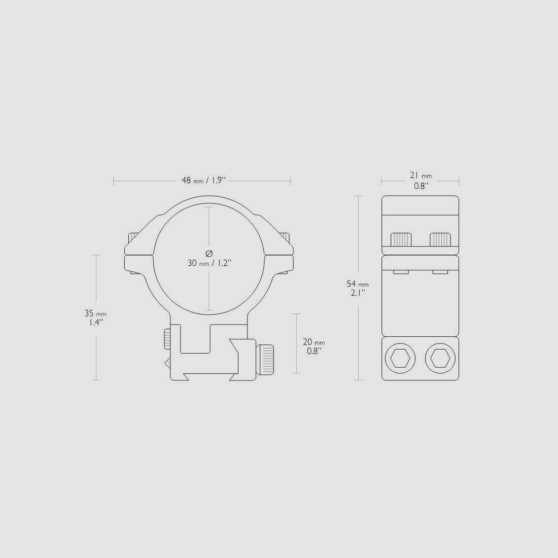 HAWKE 22140 30mm Ringmontagen Hoch für 9-11mm Schiene ADJUSTABLE Verstellbar