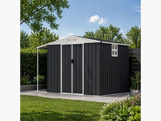 Gartenhaus Argence aus Stahl mit Carport - 2 Schiebetüren 4,69m²