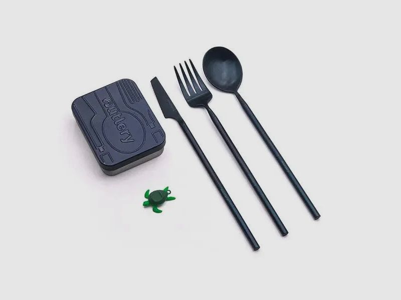 Set de couverts de voyage Outlery, en acier inoxydable, format de poche