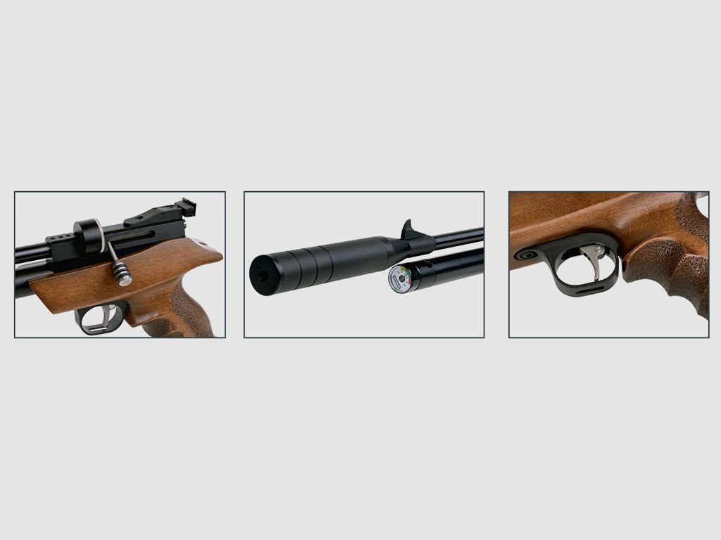 Pressluftpistole Diana bandit Holz Matchgriff mit Fischhaut SchalldĂ¤mpfer Kaliber 5,5 mm Diabolo (P18)
