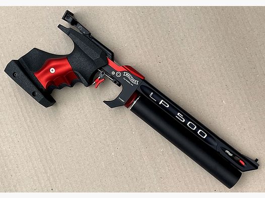 WALTHER LP500-E "SONDERDESIGN ROT" - "MEISTERMANUFAKTUR" - "ELEKTRONISCHER ABZUG"