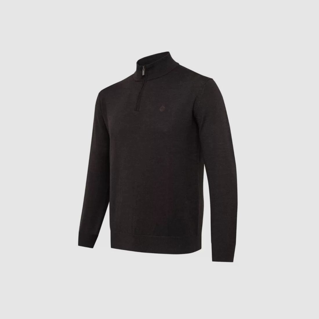 Beretta Merino Jersey with Half Zip Half Brown Bark, image 1 of 3