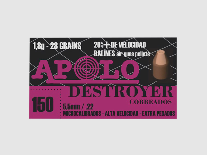 Spitzkopf Diabolos Apolo Destroyer Copper Kaliber 5,5 mm 1,8 g glatt Kupfer 150 StĂĽck