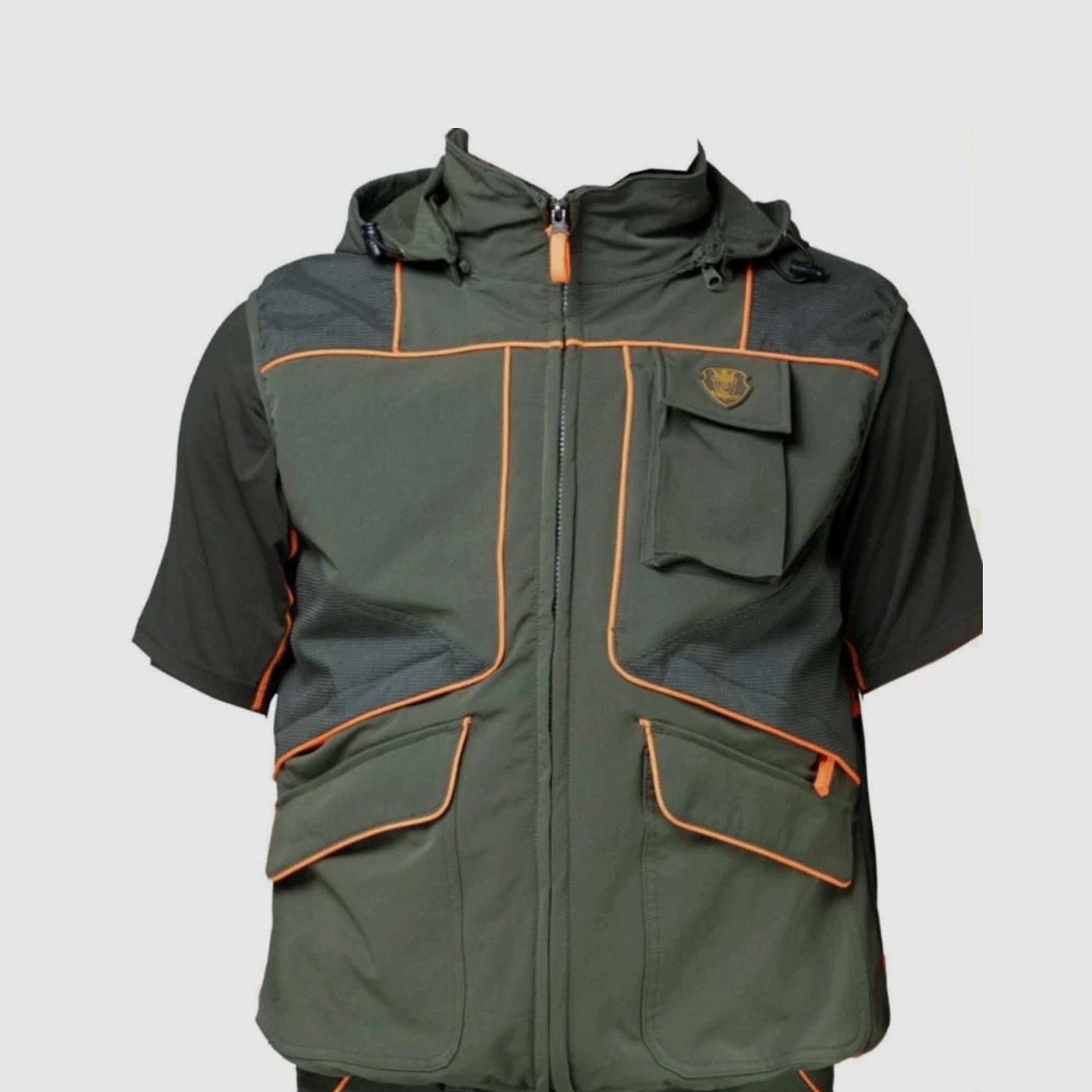 VIENT COLLECTION – VEST – BICOLORE ELASTISCH VT29 Olijf/Fluo Oranje