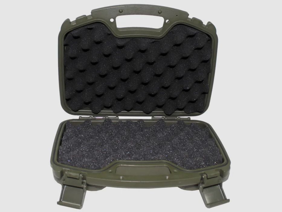 Valigetta per pistola, plastica, grande, bloccabile, oliva