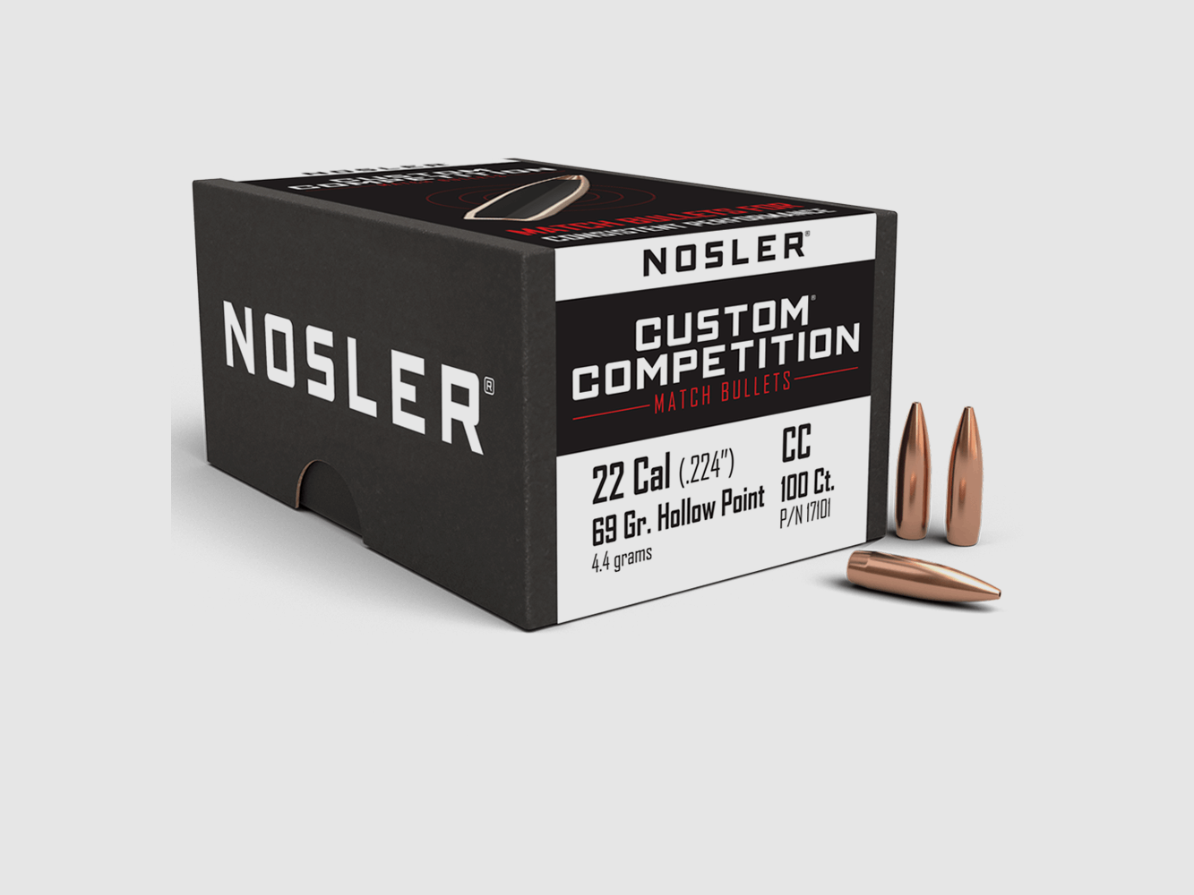 NOSLER CUSTOM COMPETITION .22/.224 HPBT 69grs 100pcs, image 1 sur 2
