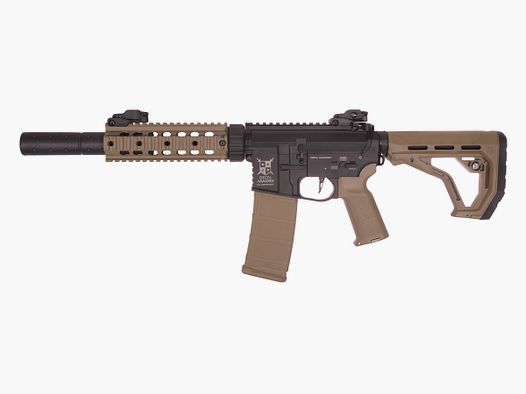 AR15 SilentOps 7 Zoll CHARLIE EAGLE ETU Tan/Schwarz S-AEG Softair Gewehr Frei ab 18 Jahren | Delta Armory