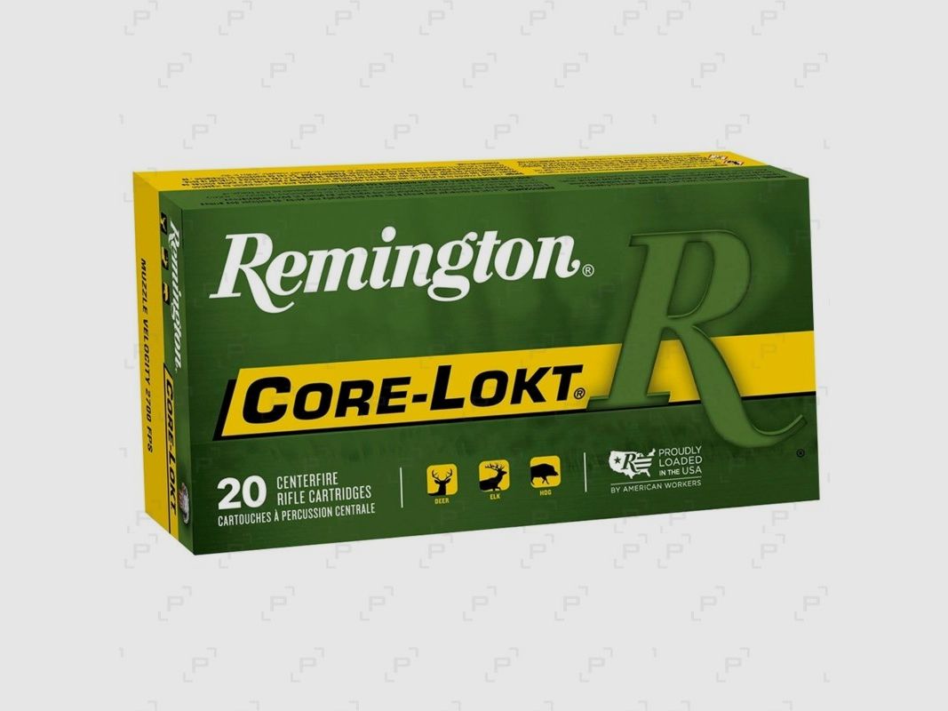 Box mit 20 Patronen für Großwild REMINGTON CORE LOKT Kaliber .308 WIN - 180 GR