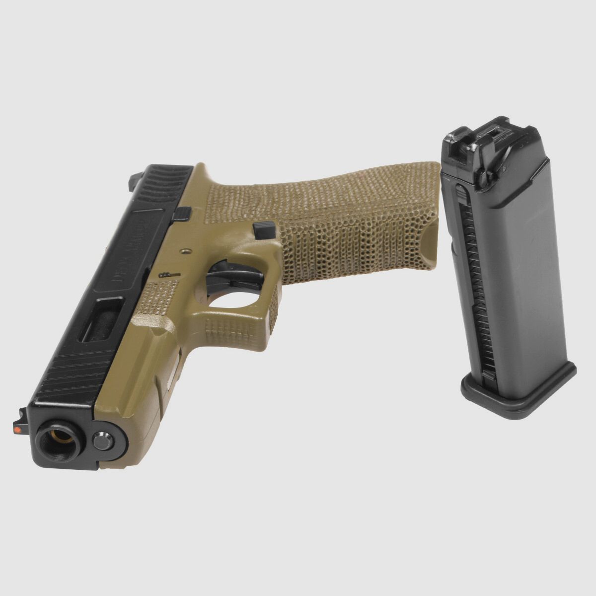 P01 GBB Airsoft Pistool met Grip Stippling in Olijf | Delta Armory