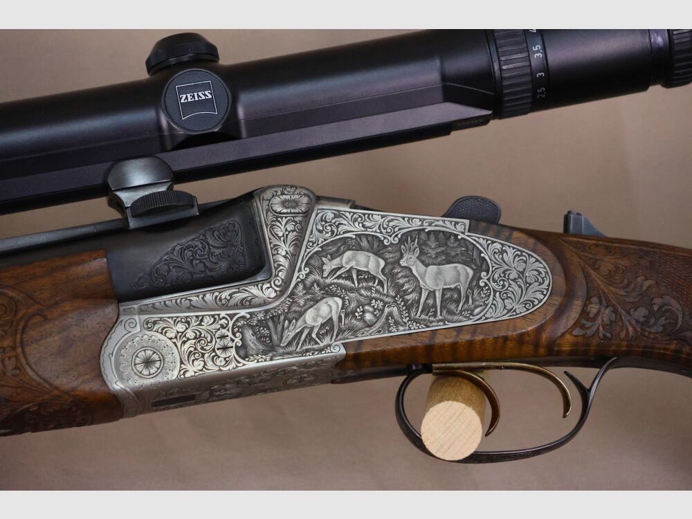 Heym 35 double rifle // side lock // left-handed stock // Fortner