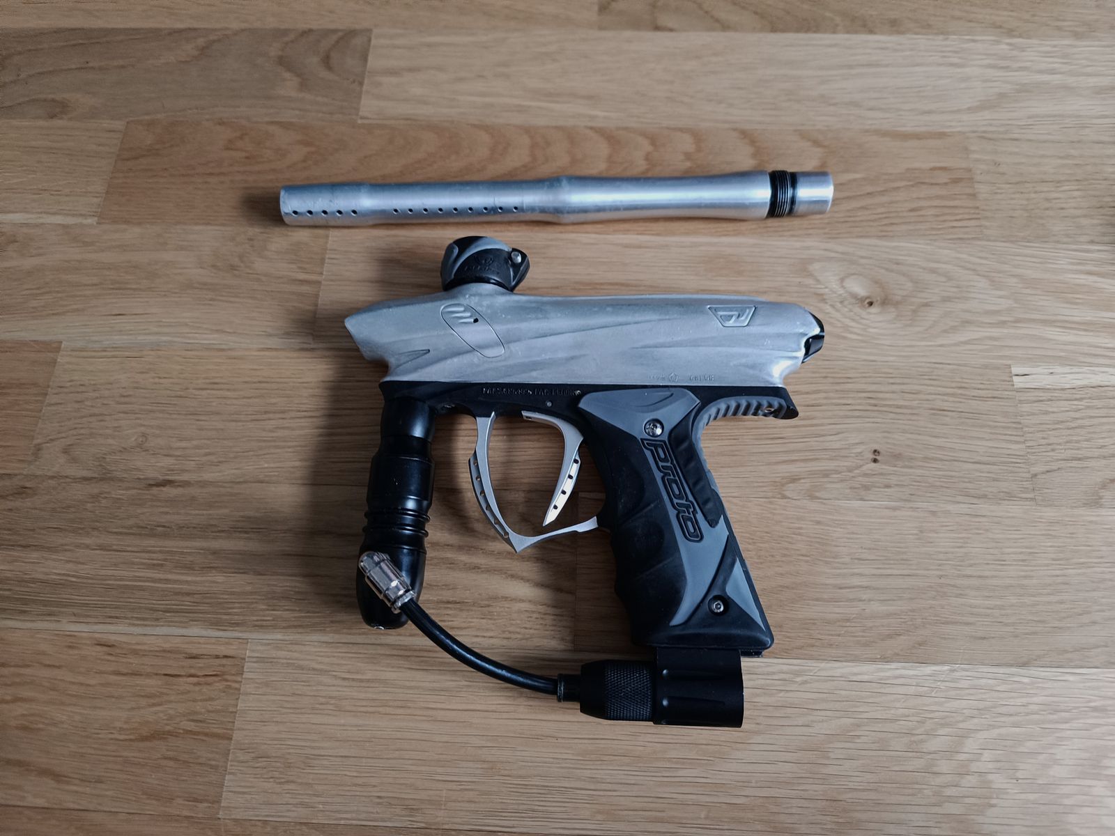 Proto PMR 7, paintball marker with various equipment