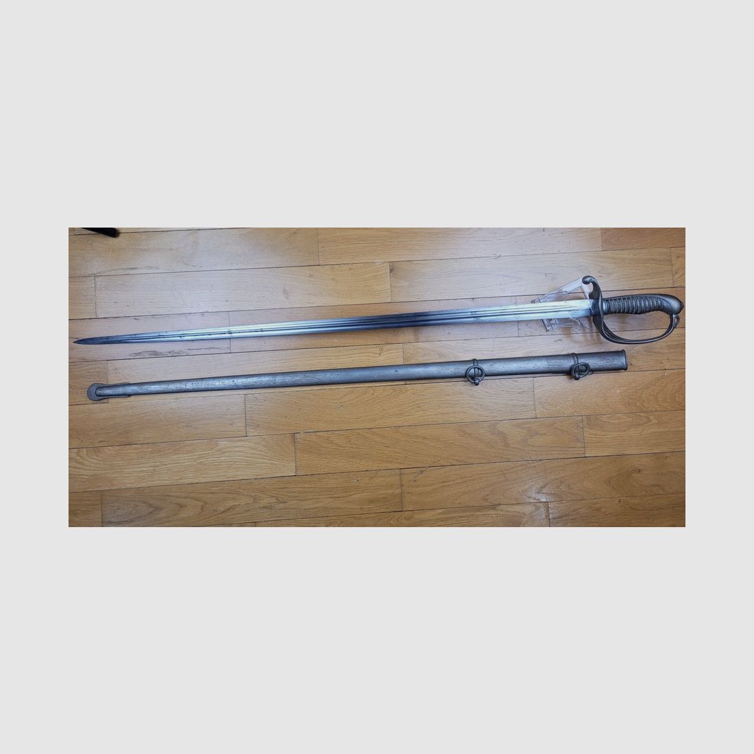 Sabre Modell vor 1882 – Zouave / Armee von Afrika – Breite Klinge mit doppelter Kerbe – FER-Griff mit Rillen – Coulaux – Um 1850-80 – selten – TBE, Bild 8 von 20