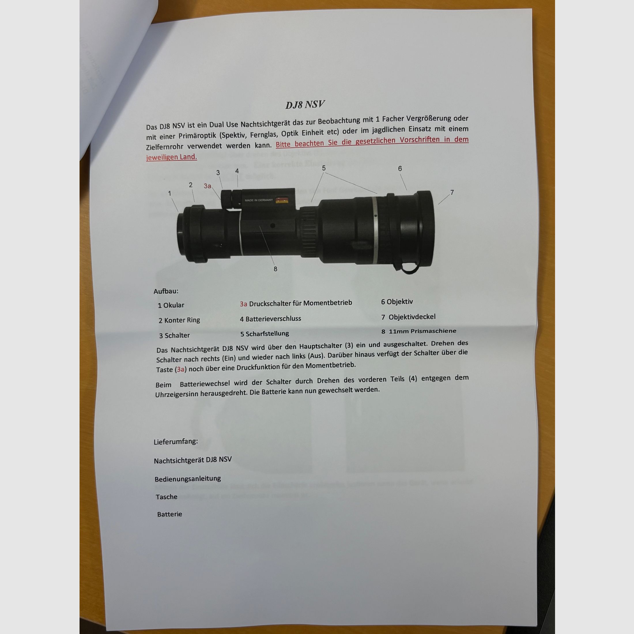 Jahnke noktowizor DJ-8 NSV 1x48, zdjęcie 5 z 7
