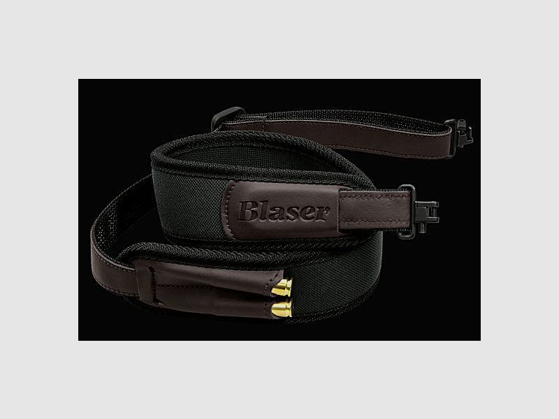 BLASER Gewehrriemen Extra breit: Neopren/Leder schwarzgrau 2 Patronenhalter