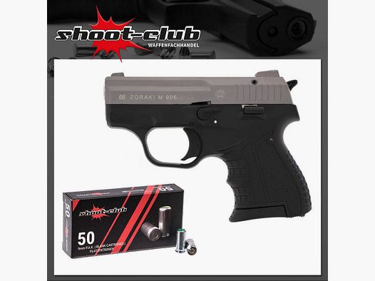 Zoraki Zoraki 906 titane/chrome - Set incluant des munitions shoot-club