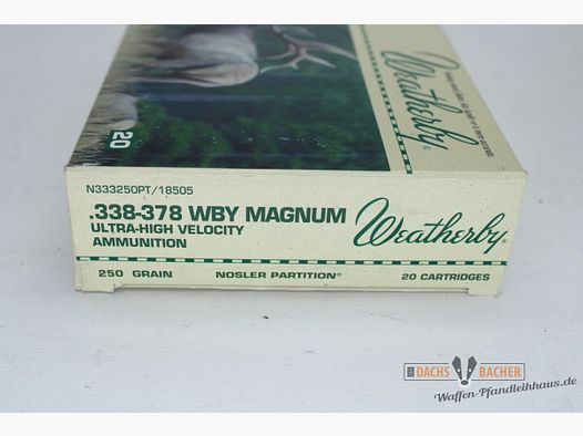 Weatherby .338-378 Wby Magnum 250gr. Nosler Partition 20 Schuß