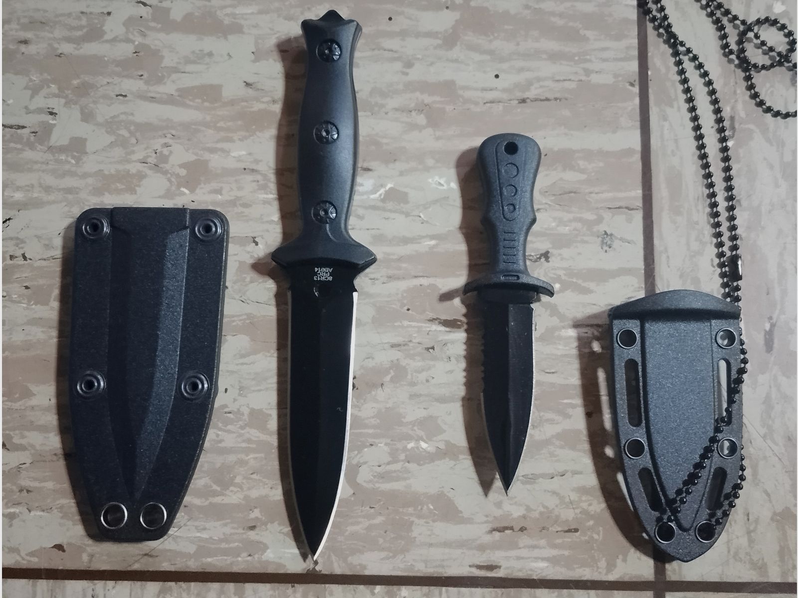 2  Messer Tauchermesser Anglermesser Taschenmesser mit Scheide Schwarz stabil Pocket Knife black set