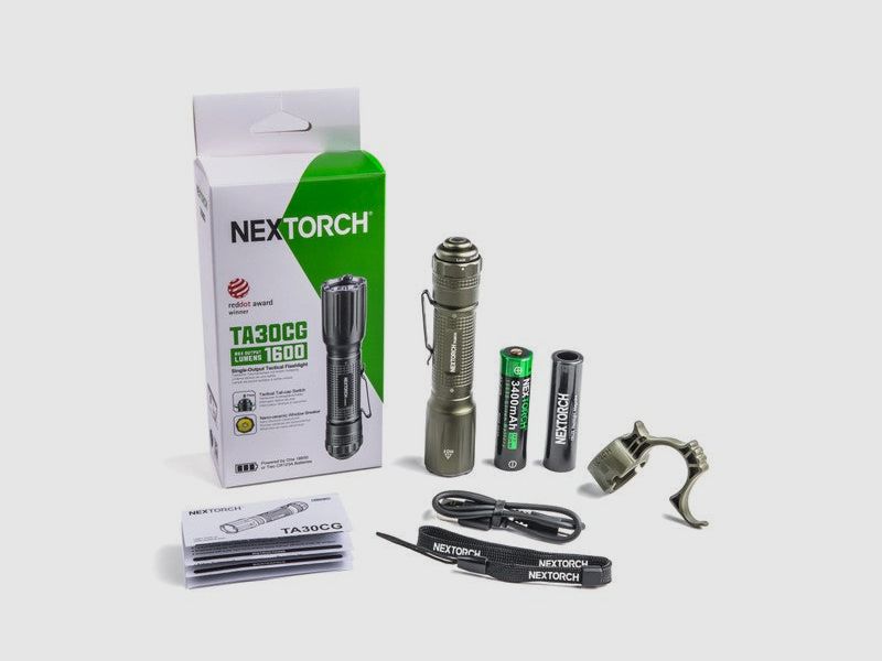 NEXTORCH TA30CG K.I.S.S. – Lumière Momentanée de 1.600 Lumens en Carbon Green