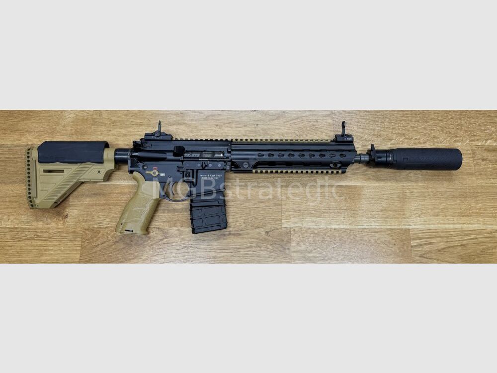 Heckler & Koch MR223 A3 Slim-Line 11" Lauf - halbautom. Büchse .223Rem MGBs Sondermodell black/RAL Edition inkl. Schalldämpfer B&T AG Print X RBS I Compact QDN 223 FDE - flow through - zivile Version HK416 / G95K / G38 G95A1 / G95KA1 / mit Upgrades