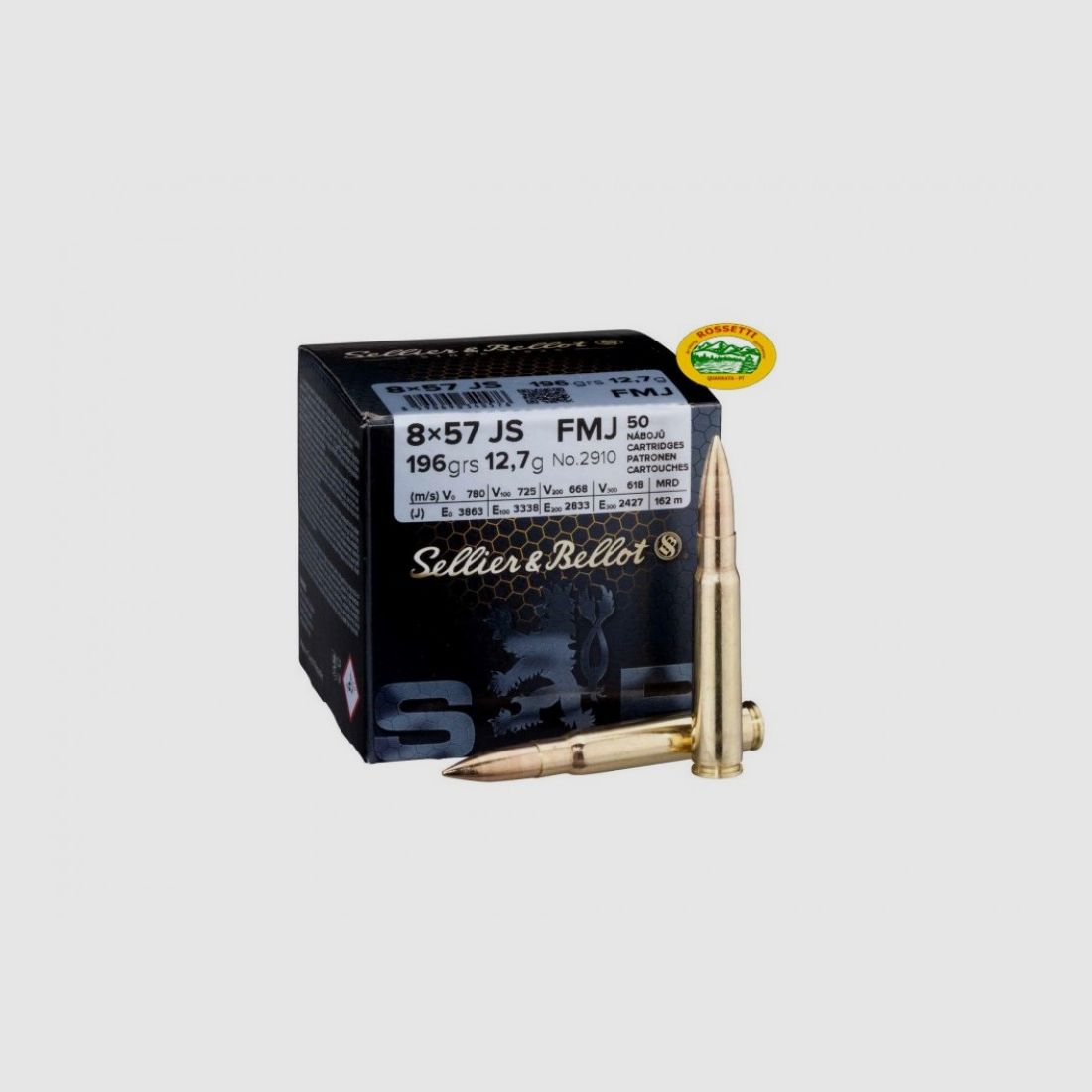 SELLIER & BELLOT Munition Kal. 8X57JS FMJ 196 gr. Packung 50 Stk. 2910