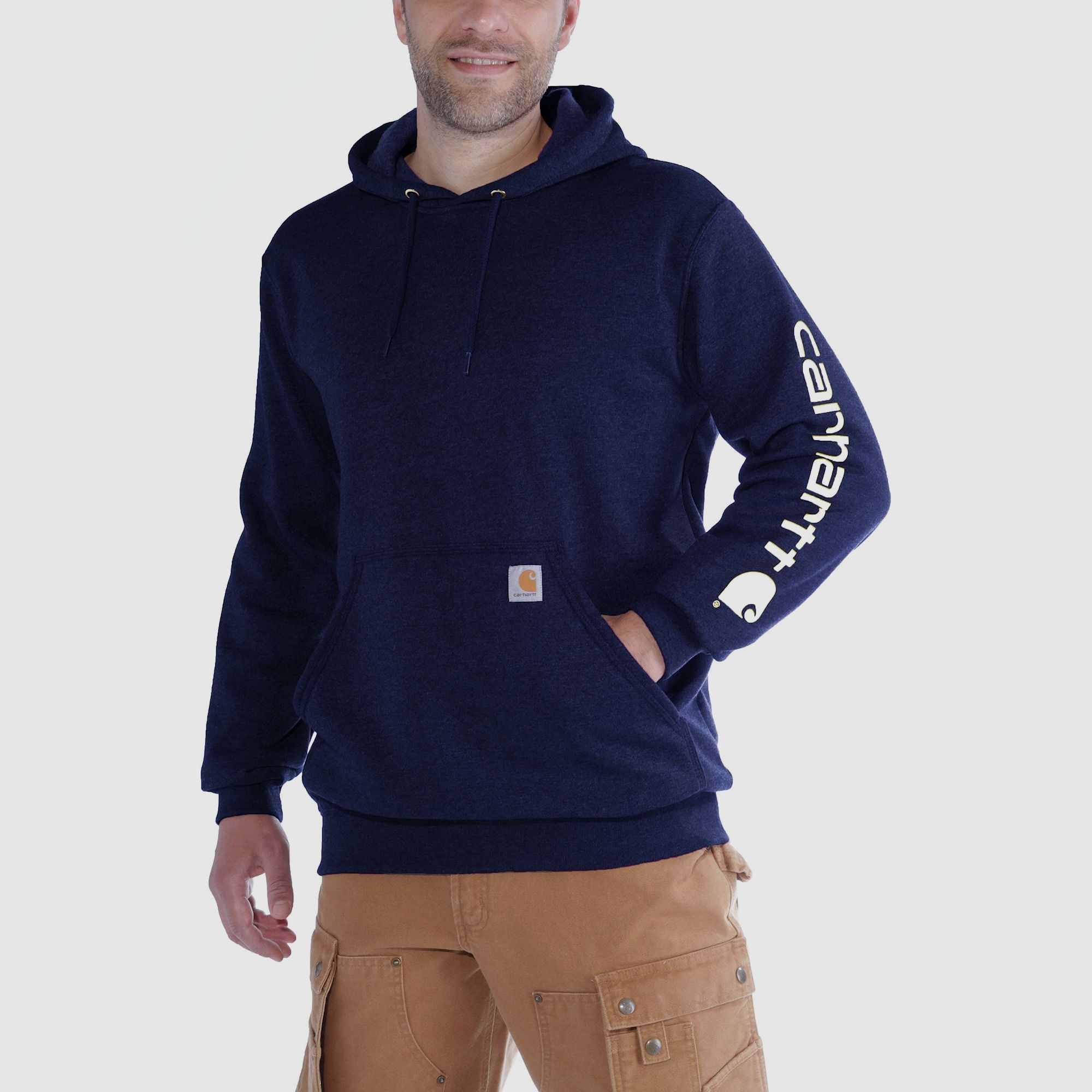 Carhartt Hoodie con logo sulle maniche Uomo Nuovo Blu Navy S