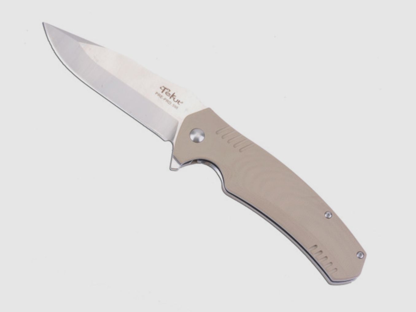 Couteau pliant EDC TIBURON en acier Sandvik 12C27 sable de TEKUT