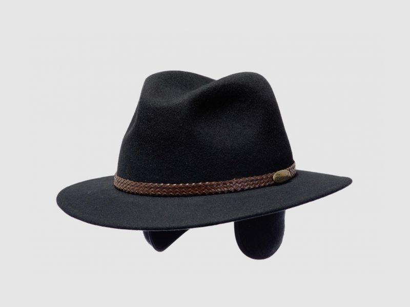 Chapeau en feutre – Chapeau compressible qui peut être roulé avec protection pour les oreilles en noir