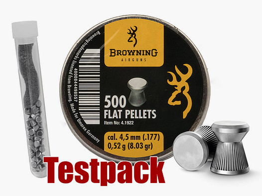 Testpack Flachkopf Diabolos Browning Flat Pellets Kaliber 4,5 mm 0,52 g geriffelt 40 StĂĽck