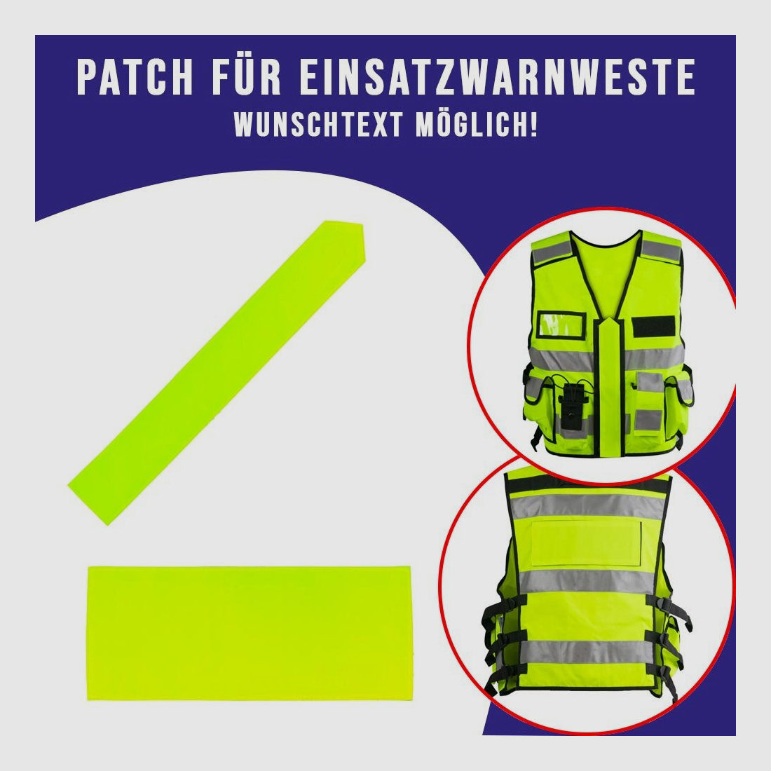 Patch für Einsatz-Warnweste gelb 23 x 10 cm